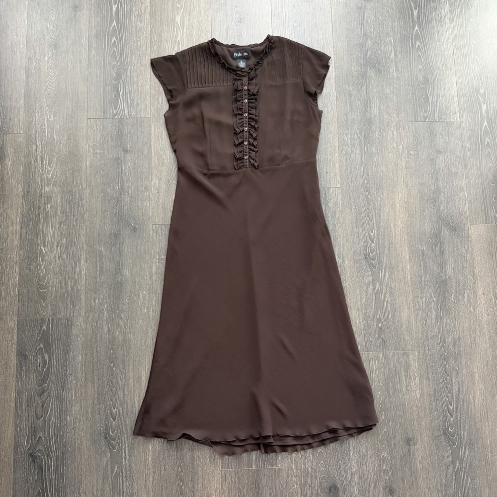 VTG Style‎ & Co Brown Maxi Dress 14 Y2k Goblin Indie Grunge 90s Goth Gremlin
